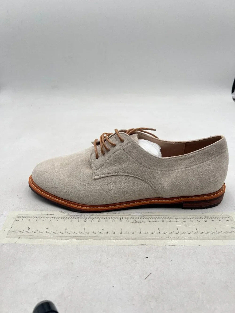 Apricot Men's Oxford Dress Shoes Round Closed Toe Lace-up Low Stacked Heel Shoes